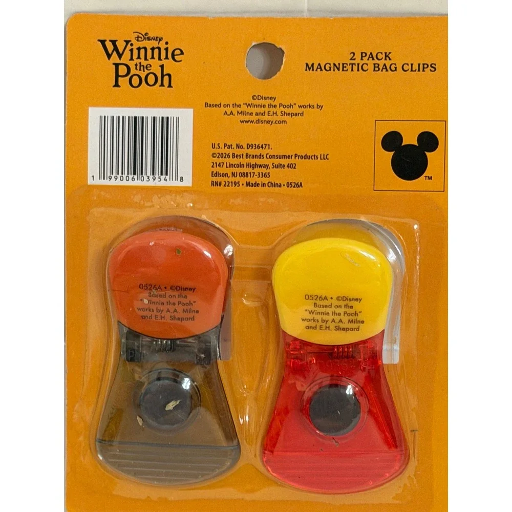 Disney Winnie the Pooh Tigger 2 Pack Magnetic Bag Clips Red Grey 0526A New